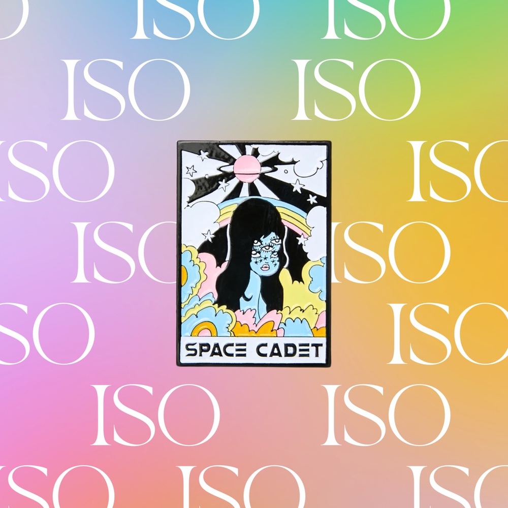 ISO 🔎 VALFRE space cadet enamel pin.